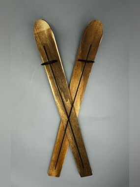 Skis and Poles Wooden Hanging Wall Decor, Wall Art